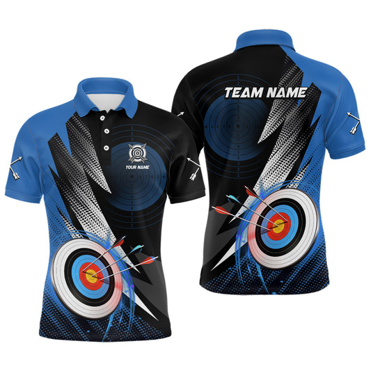 Personalized Archery 3d Target Blue Jersey Men Polo Shirts Best Archery Club Shirts For Team Archer TDM0983