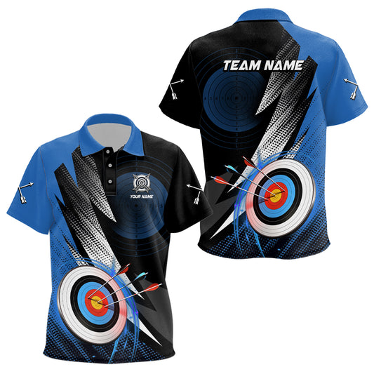 Personalized Archery 3d Target Blue Jersey Kid Polo Shirts Best Archery Club Shirts For Team Archer TDM0983