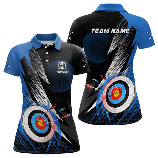 Personalized Archery 3d Target Blue Jersey Women Polo Shirts Best Archery Club Shirts For Team Archer TDM0983