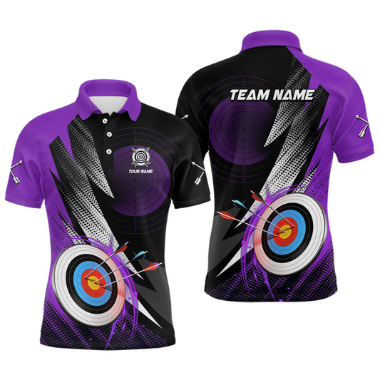 Personalized Archery 3d Target Purple Jersey Men Polo Shirts, Best Archery Club Shirts For Team TDM0984