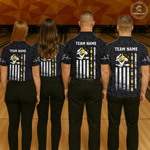 Load image into Gallery viewer, American Flag Black Bowling Shirts For Women Custom Patriotic Bowling Team Jersey Polo &amp; 1/4 Zip TDM6588