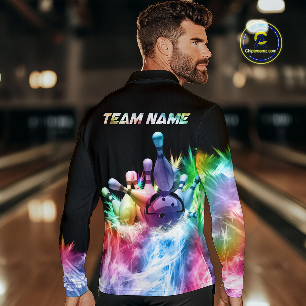 Icy Colorful Light Men's Bowling Shirt Custom Bowling Jersey Outfit Team Polo & Quarter Zip TDM4654