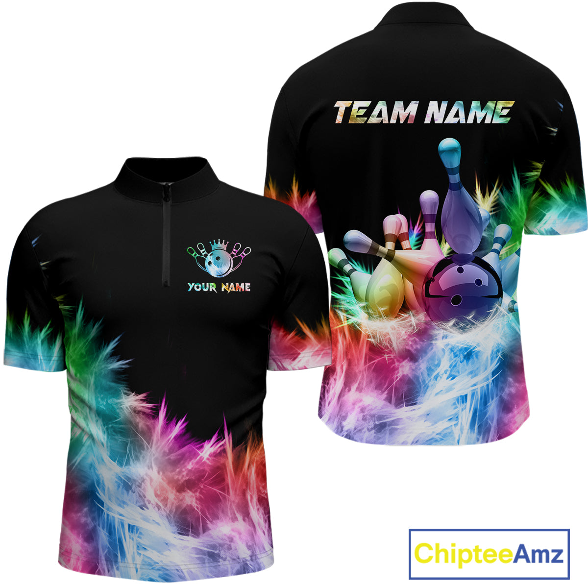 Icy Colorful Light Men's Bowling Shirt Custom Bowling Jersey Outfit Team Polo & Quarter Zip TDM4654