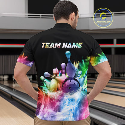 Icy Colorful Light Men's Bowling Shirt Custom Bowling Jersey Outfit Team Polo & Quarter Zip TDM4654