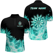 Load image into Gallery viewer, Icy Turquoise Light Mens Darts Polo &amp; Quarter Zip Shirts Custom Dart Shirts For Team Darts Jerseys TDM2577