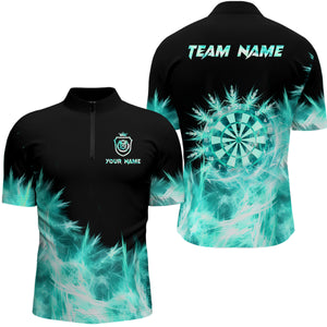 Icy Turquoise Light Mens Darts Polo & Quarter Zip Shirts Custom Dart Shirts For Team Darts Jerseys TDM2577