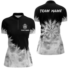 Load image into Gallery viewer, Icy Black White Light Women Darts Polo &amp; Quarter Zip Shirts Custom Dart Shirts For Team Dart Jerseys TDM2832