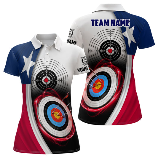 Texas Flag Archery 3d Target Personalized Women Polo Shirts, Patriotic Texas Archery Jerseys For Team TDM0994