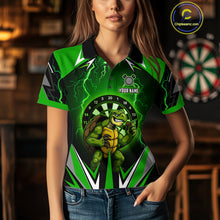 Load image into Gallery viewer, Personalized Funny Turtle Darts Shirt For Women Custom Thunder Lightning Green Darts Team Jerseys TDM4664
