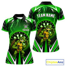 Load image into Gallery viewer, Personalized Funny Turtle Darts Shirt For Women Custom Thunder Lightning Green Darts Team Jerseys TDM4664