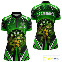 Load image into Gallery viewer, Personalized Funny Turtle Darts Shirt For Women Custom Thunder Lightning Green Darts Team Jerseys TDM4664