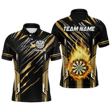 Load image into Gallery viewer, 3D Darts Board Fire Flame Custom Dart Shirts For Men, Best Dart League Jerseys Team Uniform | Gold TDM3073