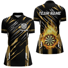 Load image into Gallery viewer, 3D Darts Board Fire Flame Custom Dart Shirts For Women, Best Dart League Jerseys Team Uniform | Gold TDM3073