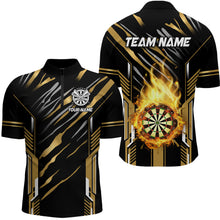 Load image into Gallery viewer, 3D Darts Board Fire Flame Custom Dart Shirts For Men, Best Dart League Jerseys Team Uniform | Gold TDM3073