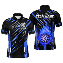 Load image into Gallery viewer, 3D Darts Board Fire Flame Custom Dart Shirts For Men, Best Dart League Jerseys Team Uniform | Blue TDM3074