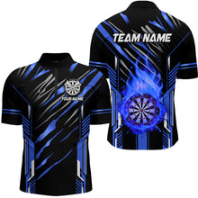 Load image into Gallery viewer, 3D Darts Board Fire Flame Custom Dart Shirts For Men, Best Dart League Jerseys Team Uniform | Blue TDM3074