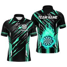 Load image into Gallery viewer, 3D Darts Board Fire Flame Custom Dart Shirts For Men, Best Dart League Jerseys Team Uniform | Cyan TDM3075