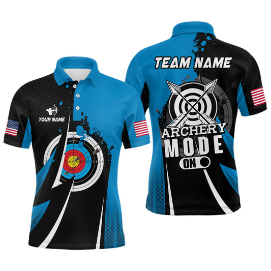 Personalized Blue Jerseys Archery Mode On Polo Shirts For Men Custom Archery Jerseys Team Shirts TDM1322