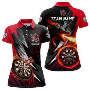 Personalized Striking Black And Red Flaming Dragon Dart Shirts For Women Custom Dart Team Jerseys TDM3080