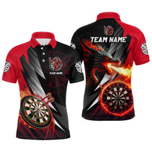 Load image into Gallery viewer, Personalized Striking Black And Red Flaming Dragon Dart Shirts For Men Custom Dart Team Jerseys TDM3080