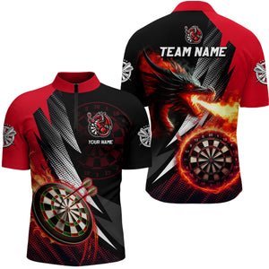 Personalized Striking Black And Red Flaming Dragon Dart Shirts For Men Custom Dart Team Jerseys TDM3080