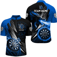 Load image into Gallery viewer, Personalized Striking Black And Blue Flaming Dragon Dart Shirts For Men Custom Dart Team Jerseys TDM3082