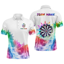 Load image into Gallery viewer, Icy Colorful Light Mens Darts Polo &amp; Quarter Zip Custom Dart Shirts For Team Darts Jerseys |White TDM3325