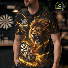 Load image into Gallery viewer, Custom Yellow Dartboard Thunder Lightning Lion Darts Shirt For Men, Darts League Team Jersey TDM5815