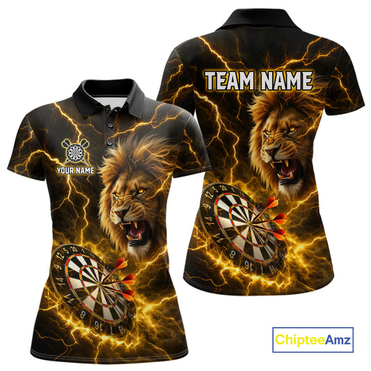 Custom Yellow Dartboard Thunder Lightning Lion Darts Shirt For Women, Darts League Team Jersey TDM5815