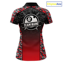 Load image into Gallery viewer, Red Camo 8 Ball Billiard Shirt For Women Custom Pool Team Shirt, Billiard Jersey Polo &amp; 1/4 Zip TDM6200