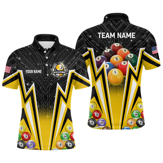 Personalized 3D 9 Ball Billiard Jerseys Men Polo Shirts, 9 Ball Pool Team League Billiard Shirts TDM1149