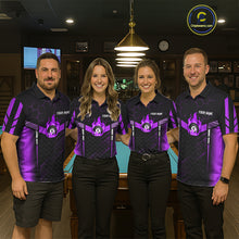 Load image into Gallery viewer, Personalized Purple 8 Ball Flame Billiard Shirt For Women Custom Billiard Team Jersey Polo &amp; 1/4 Zip TDM5585