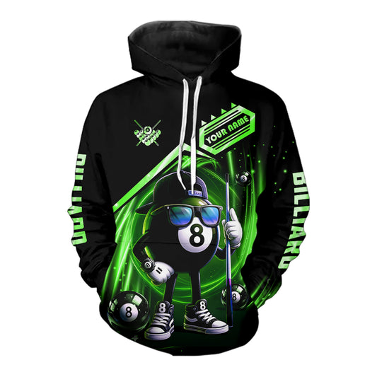 Green Funny 8 Ball Pool Billiard Hoodie For Men And Women Custom 8 Ball Hoodie Team Jersey TDM5833