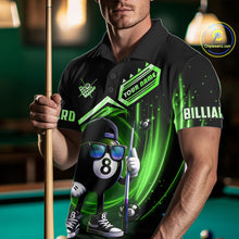 Load image into Gallery viewer, Green Funny 8 Ball Billiard Shirt For Men Custom Pool Team Shirt, Billiard Jersey Polo &amp; 1/4 Zip TDM5833