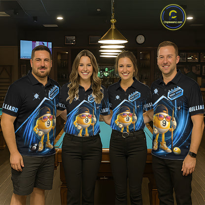 Blue Funny 9 Ball Billiard Shirt For Men Custom Pool Team Shirt, Billiard Jersey Polo & 1/4 Zip TDM5834