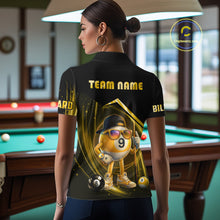 Load image into Gallery viewer, Yellow Funny 9 Ball Billiard Shirt For Women Custom Pool Team Shirt, Billiard Jersey Polo &amp; 1/4 Zip TDM5835
