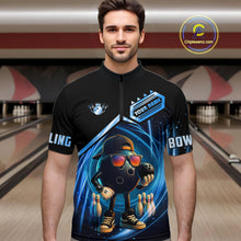 Load image into Gallery viewer, Blue Funny Bowling Ball Shirt For Men Custom Bowling Jersey, Bowling Team Shirt Polo &amp; Quarter Zip TDM5836