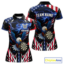 Load image into Gallery viewer, Custom American Flag Eagle Lightning Darts Shirt For Women, Patriotic Darts Jersey Polo &amp; 1/4 Zip TDM4706