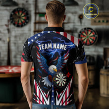 Load image into Gallery viewer, Custom American Flag Eagle Lightning Darts Shirt For Men, Patriotic Darts Jersey Polo &amp; 1/4 Zip TDM4706