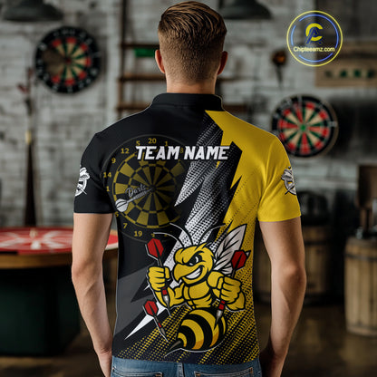 Custom Yellow Black Funny Bee Darts Shirt For Men Custom Darts Team Jersey Outfit, Darts Gift TDM4707