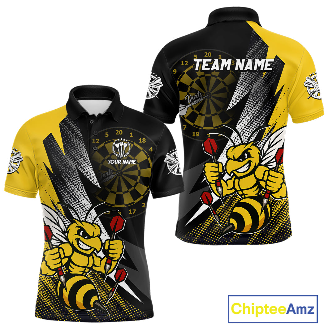 Custom Yellow Black Funny Bee Darts Shirt For Men Custom Darts Team Jersey Outfit, Darts Gift TDM4707