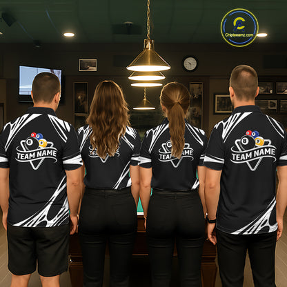 Personalized 8 Ball & 9 Ball Pool Billiard Polo, 1/4 Zip For Women Custom Team Billiard Jersey |White TDM5600