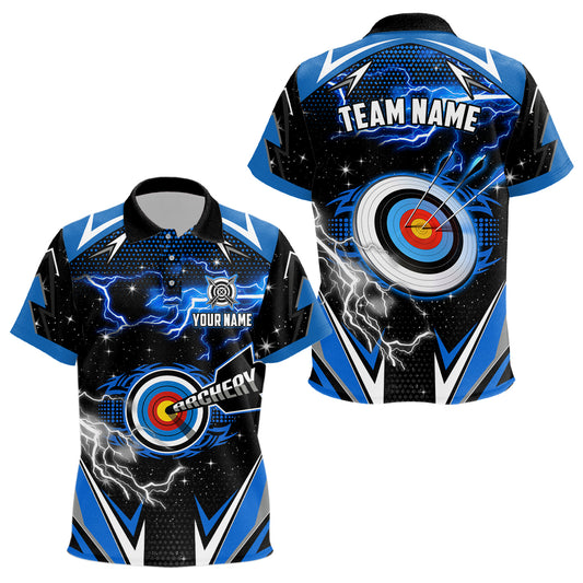Archery 3d Target Blue Jersey For Kid Custom Name Archery Polo Shirts Team League Archery Shirts TDM1025