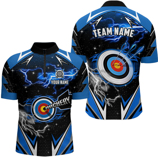 Archery 3d Target Blue Jersey Custom Name Men Quarter-Zip Shirt Team League Archery Shirts TDM1025