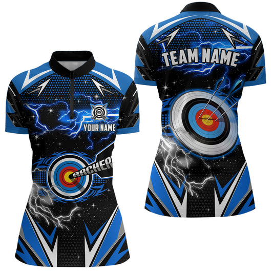 Archery 3d Target Blue Jersey Custom Name Women Quarter-Zip Shirt Team League Archery Shirts TDM1025