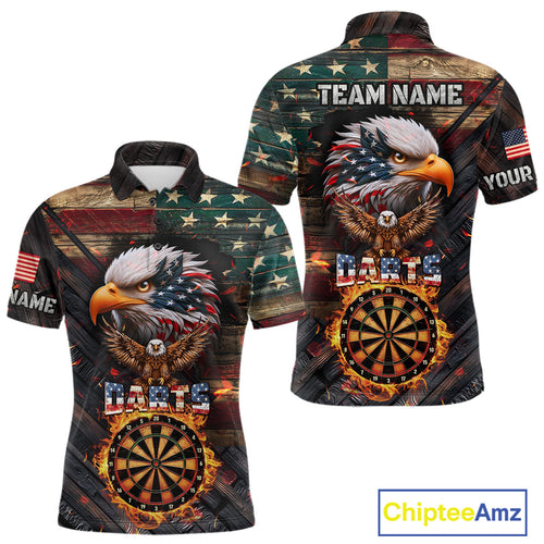 American Flag 3D Dartboard Fire Flame Custom Eagle Darts Shirt For Men, Patriotic Dart Team Jersey TDM4717