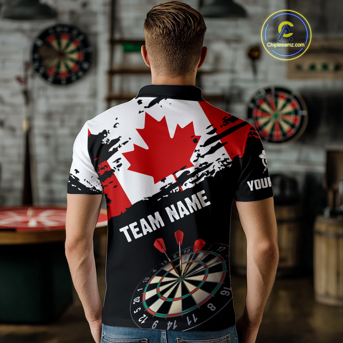Personalized Grunge Canada Flag Dart Men Quarter-Zip Shirt, Patriotic Canadian Dart Jerseys TDM1187