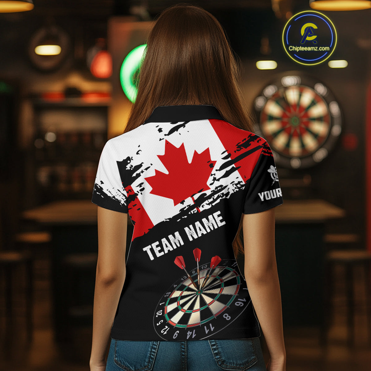 Personalized Grunge Canada Flag Dart Women Quarter-Zip Shirt, Patriotic Canadian Dart Jerseys TDM1187