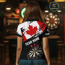 Load image into Gallery viewer, Personalized Grunge Canada Flag Dart Polo Shirts For Women Custom Patriotic Canadian Dart Jerseys TDM1187
