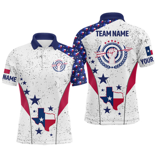 Texas Archery Grunge Style Personalized Men Polo Shirts, Custom Texas Flag Shirts For Players TDM0682